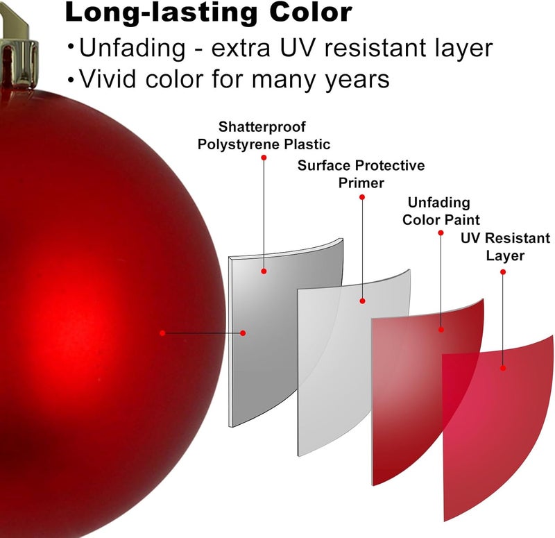 GameXcel Rose Red 4.0" Large Christmas Balls - Christmas Tree Decoration Ornaments Shatterproof Hanging Balls for Birthday Halloween Holiday Wedding Decorations Set of 4pcs - Image 4